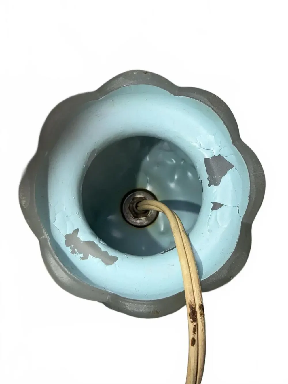 2 Vintage Satin Blue Glass Floral Globe Table Lamp Frosted Cottage Shabby Chic